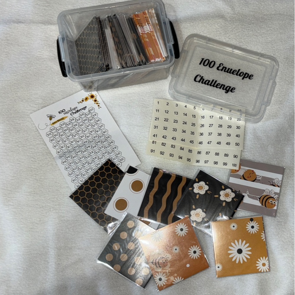 100 Envelope Challenge Box Bee Theme
